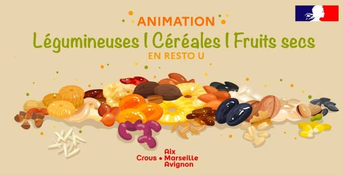 Buffet de dégustation de légumineuses, céréales et fruits secs au resto U Les Arts et Métiers 1 Legumineuses visuel 755x385 04