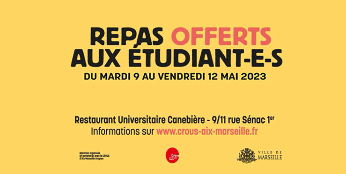 Repas offerts aux étudiant·e·s 1 Repas RU Canebiere