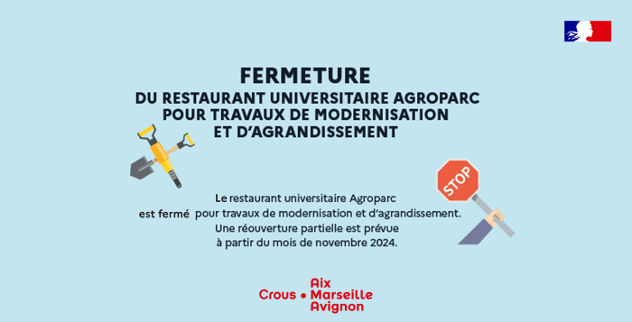 Avignon - Fermeture du RU Agroparc 1 Fermeture agroparc site internet 2024