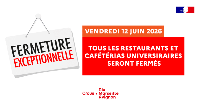 Fermeture exceptionnelle de nos structures de restauration 1 Fermeture exceptionnelle RU 755x385 1